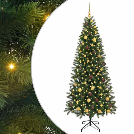Konstgjord julgran med 300 LED-lampor Grön 210 cm PE och PVC
