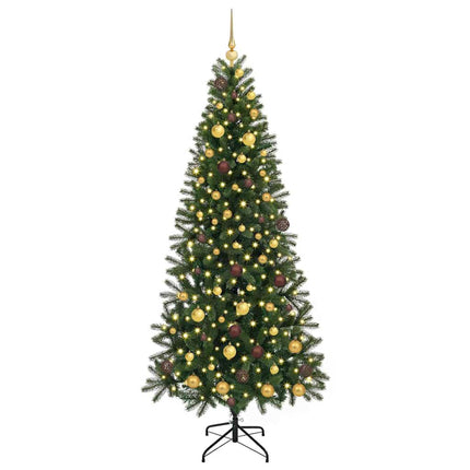 Konstgjord julgran med 300 LED-lampor Grön 210 cm PE och PVC