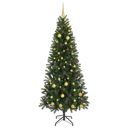 Konstgjord julgran med 300 LED-lampor Grön 210 cm PE och PVC