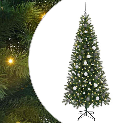 Konstgjord julgran med 300 LED-lampor Grön 210 cm PE och PVC