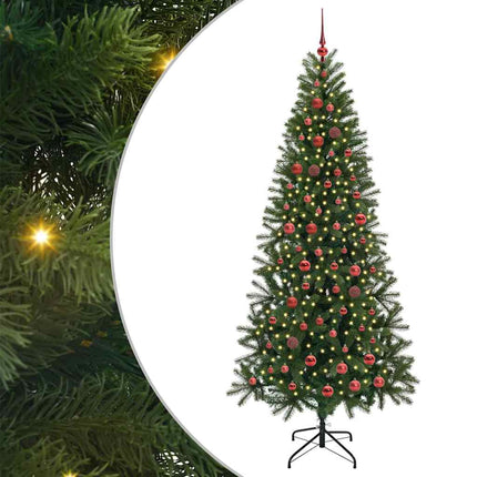 Konstgjord julgran med 300 LED-lampor Grön 210 cm PE och PVC