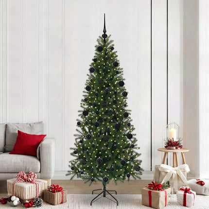 Konstgjord julgran med 300 LED-lampor Grön 210 cm PE och PVC