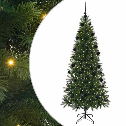 Konstgjord julgran med 300 LED-lampor Grön 210 cm PE och PVC