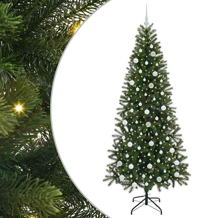 Konstgjord julgran med 300 LED-lampor Grön 210 cm PE och PVC