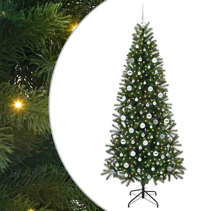 Konstgjord julgran med 300 LED-lampor Grön 210 cm PE och PVC