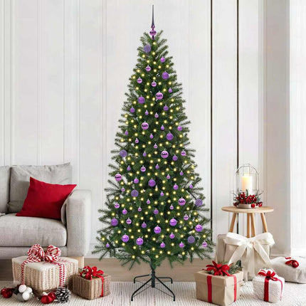 Konstgjord julgran med 300 LED-lampor Grön 210 cm PE och PVC