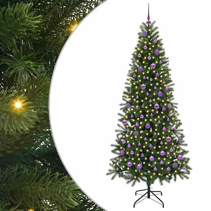 Konstgjord julgran med 300 LED-lampor Grön 210 cm PE och PVC