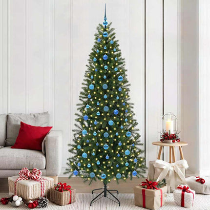 Konstgjord julgran med 300 LED-lampor Grön 210 cm PE och PVC