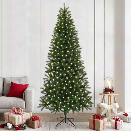 Konstgjord julgran med 300 LED-lampor Grön 240 cm PE och PVC