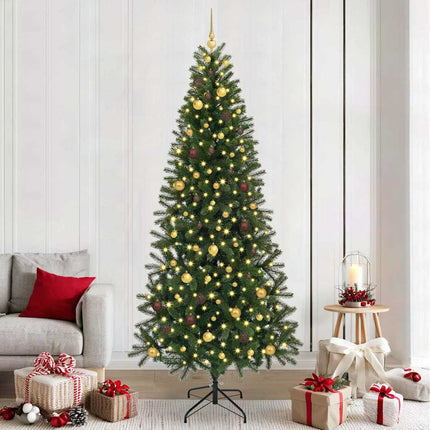 Konstgjord julgran med 300 LED-lampor Grön 240 cm PE och PVC