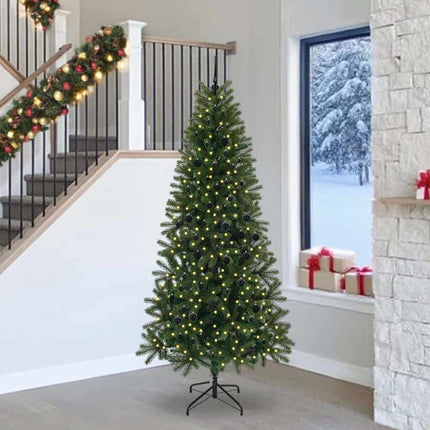 Konstgjord julgran med 300 LED-lampor Grön 240 cm PE och PVC