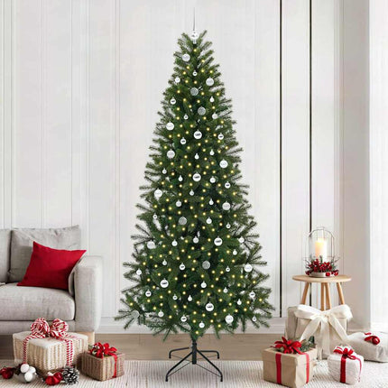 Konstgjord julgran med 300 LED-lampor Grön 240 cm PE och PVC
