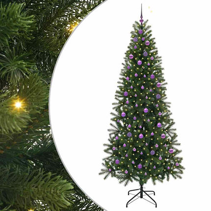 Konstgjord julgran med 300 LED-lampor Grön 240 cm PE och PVC