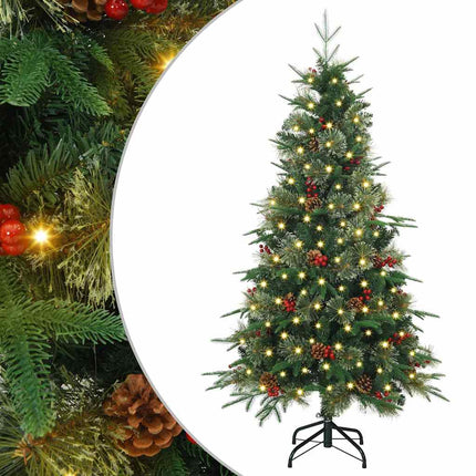 Plast Hingad Julgran med 150 LED-lampor Grön 150 cm PE och PVC