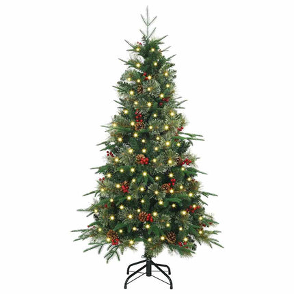 Plast Hingad Julgran med 150 LED-lampor Grön 150 cm PE och PVC