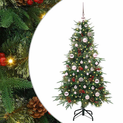 Plast Hingad Julgran med 150 LED-lampor Grön 150 cm PE och PVC