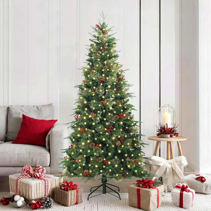 Plast Hingad Julgran med 300 LED-lampor Grön 180 cm PE och PVC