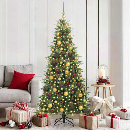 Plast Hingad Julgran med 300 LED-lampor Grön 180 cm PE och PVC