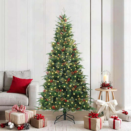Plast Hingad Julgran med 300 LED-lampor Grön 210 cm PE och PVC