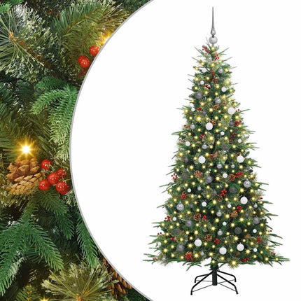 Plast Hingad Julgran med 300 LED-lampor Grön 210 cm PE och PVC