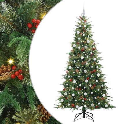 Plast Hingad Julgran med 300 LED-lampor Grön 210 cm PE och PVC
