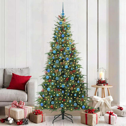 Plast Hingad Julgran med 300 LED-lampor Grön 210 cm PE och PVC