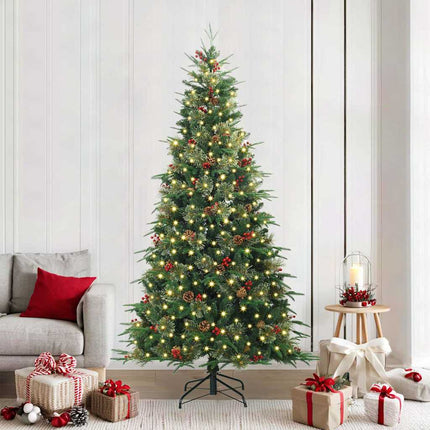 Plast Hingad Julgran med 300 LED-lampor Grön 240 cm PE och PVC