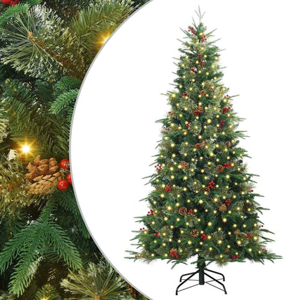Plast Hingad Julgran med 300 LED-lampor Grön 240 cm PE och PVC