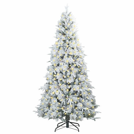 Plast Hingad Julgran med 300 LED-lampor Vit 210 cm PE och PVC