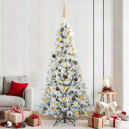 Plast Hingad Julgran med 300 LED-lampor Vit 210 cm PE och PVC