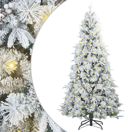 Plast Hingad Julgran med 300 LED-lampor Vit 240 cm PE och PVC