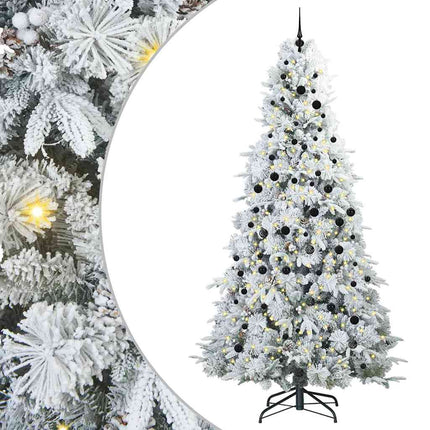 Plast Hingad Julgran med 300 LED-lampor Vit 240 cm PE och PVC