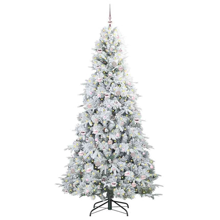 Plast Hingad Julgran med 300 LED-lampor Vit 240 cm PE och PVC