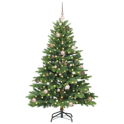 Konstgjord julgran med 150 LED-lampor Grön 150 cm PE och PVC