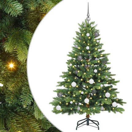 Konstgjord julgran med 150 LED-lampor Grön 150 cm PE och PVC