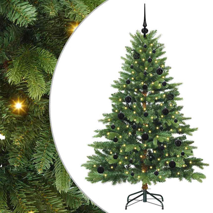 Konstgjord julgran med 150 LED-lampor Grön 150 cm PE och PVC