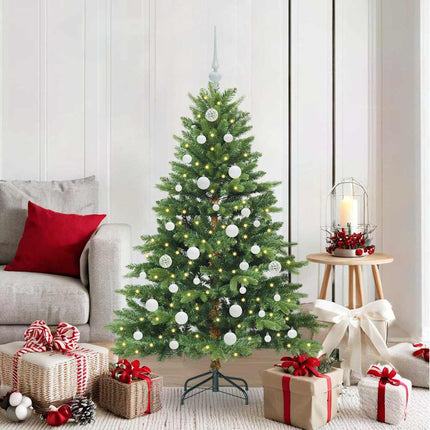 Konstgjord julgran med 150 LED-lampor Grön 150 cm PE och PVC
