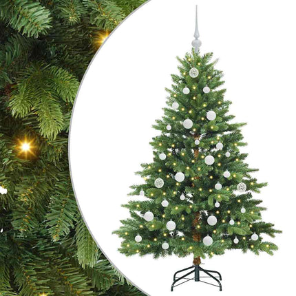 Konstgjord julgran med 150 LED-lampor Grön 150 cm PE och PVC