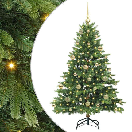 Konstgjord julgran med 150 LED-lampor Grön 150 cm PE och PVC