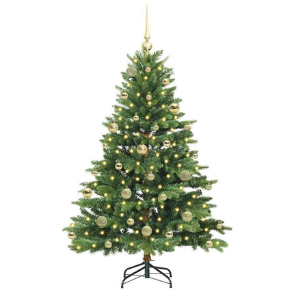 Konstgjord julgran med 150 LED-lampor Grön 150 cm PE och PVC