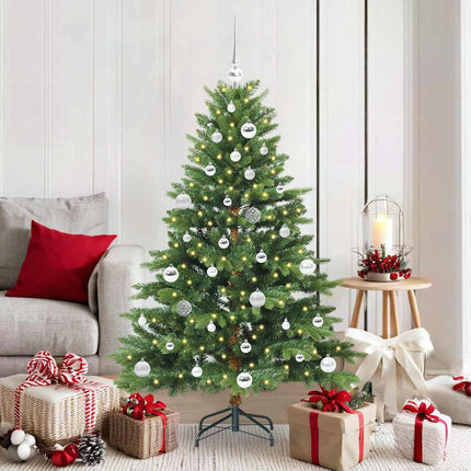 Konstgjord julgran med 150 LED-lampor Grön 150 cm PE och PVC