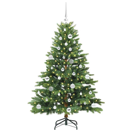 Konstgjord julgran med 150 LED-lampor Grön 150 cm PE och PVC