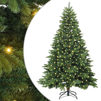 Konstgjord julgran med 300 LED-lampor Grön 180 cm PE och PVC