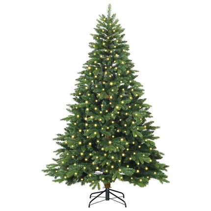 Konstgjord julgran med 300 LED-lampor Grön 180 cm PE och PVC
