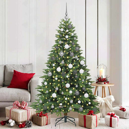 Konstgjord julgran med 300 LED-lampor Grön 180 cm PE och PVC