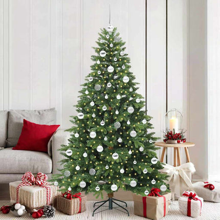 Konstgjord julgran med 300 LED-lampor Grön 180 cm PE och PVC