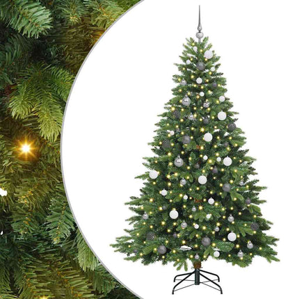 Konstgjord julgran med 300 LED-lampor Grön 210 cm PE och PVC