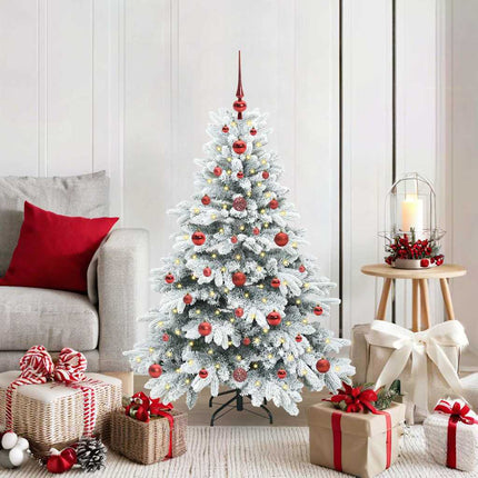 Konstgjord julgran med 150 LED-lampor Vit 120 cm PE och PVC