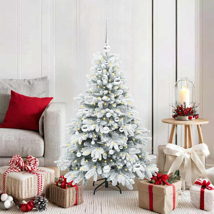 Konstgjord julgran med 150 LED-lampor Vit 120 cm PE och PVC
