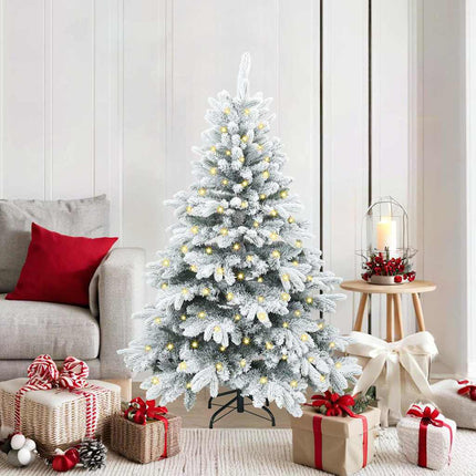 Konstgjord julgran med 150 LED-lampor Vit 150 cm PE och PVC